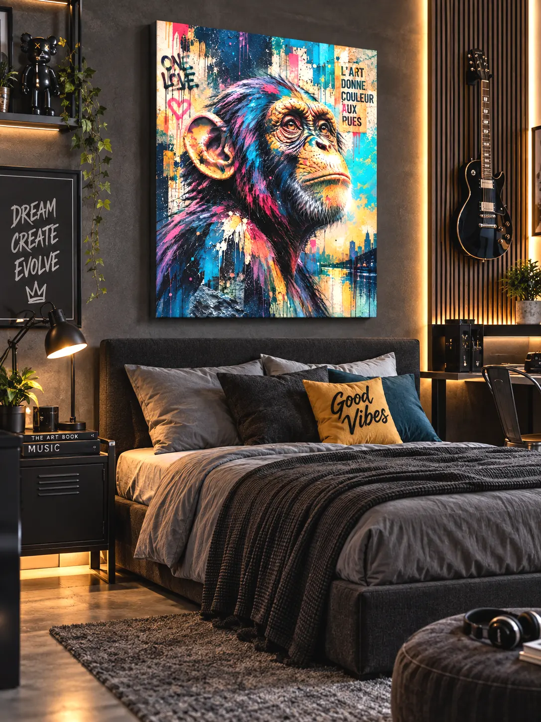 tableau-singe-urban-soul-chambre-moderne
