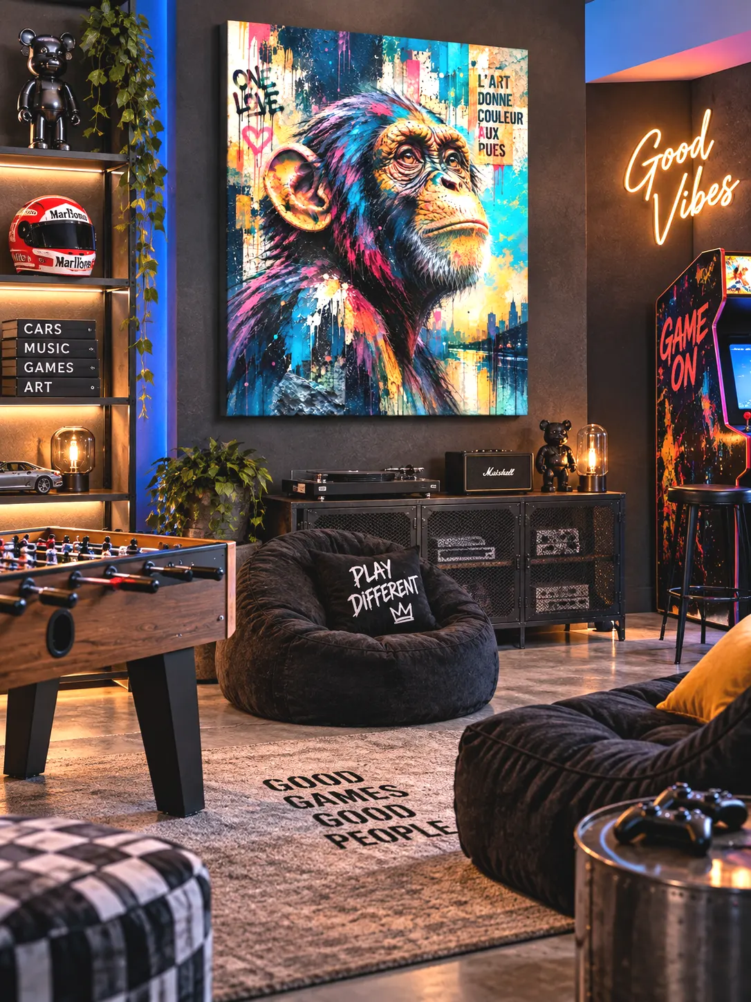 Tableau singe Urban Soul dans un bureau design contemporain