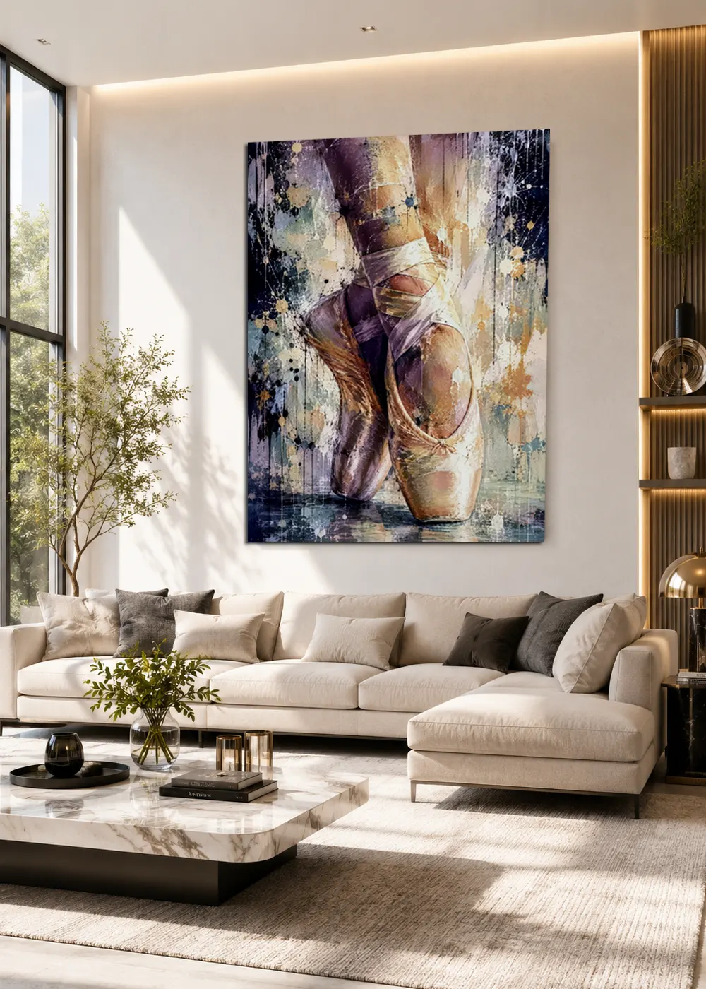 Tableau danse En Pointe dans un salon contemporain lumineux – décoration murale artistique autour de la danse – LVIP