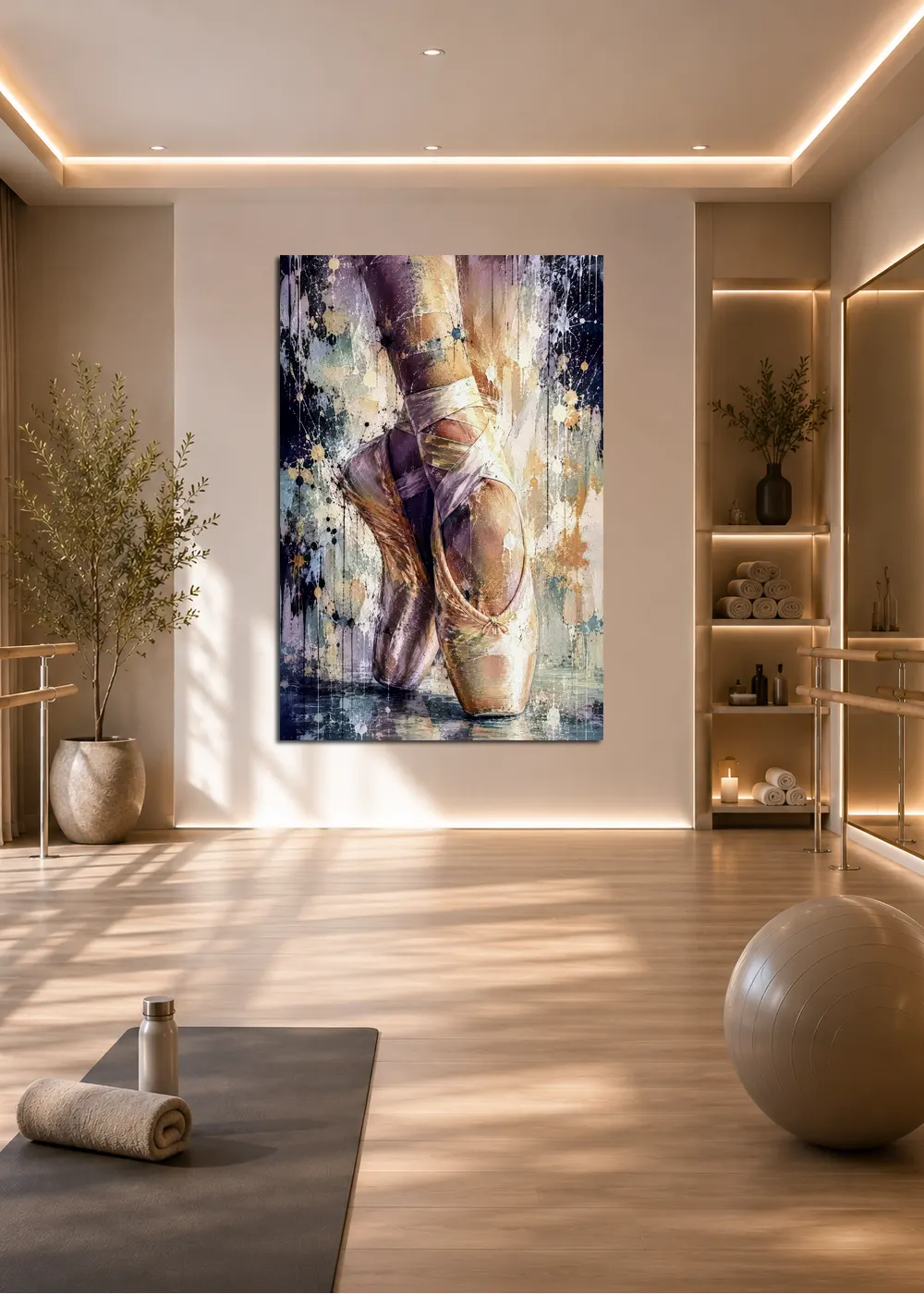 Tableau En Pointe dans un studio de danse et espace wellness chic – décoration contemporaine ballerine – LVIP