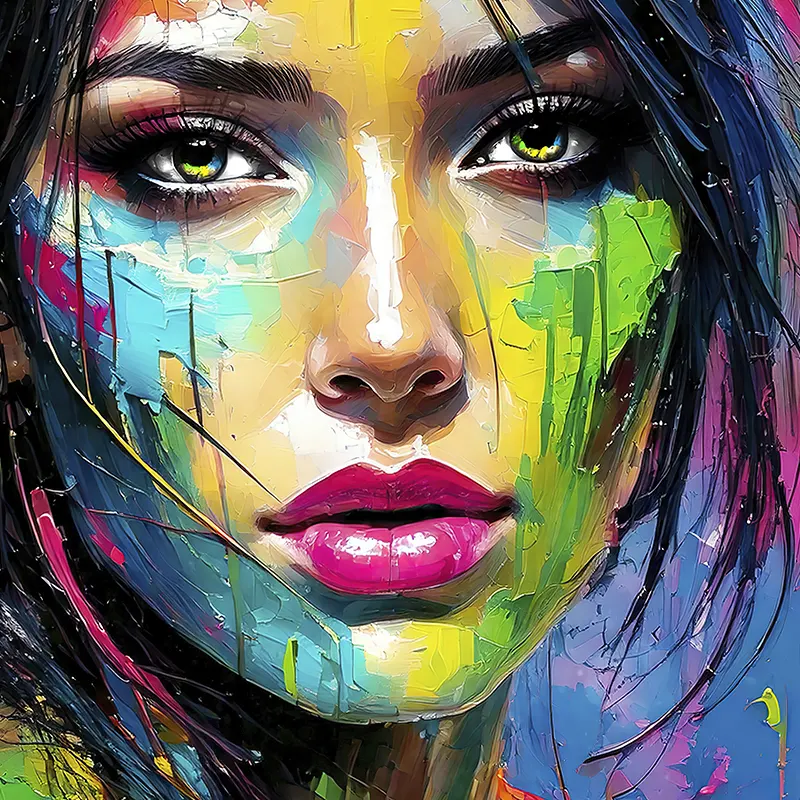 Gros plan Kira – portrait femme coloré et détails de matière