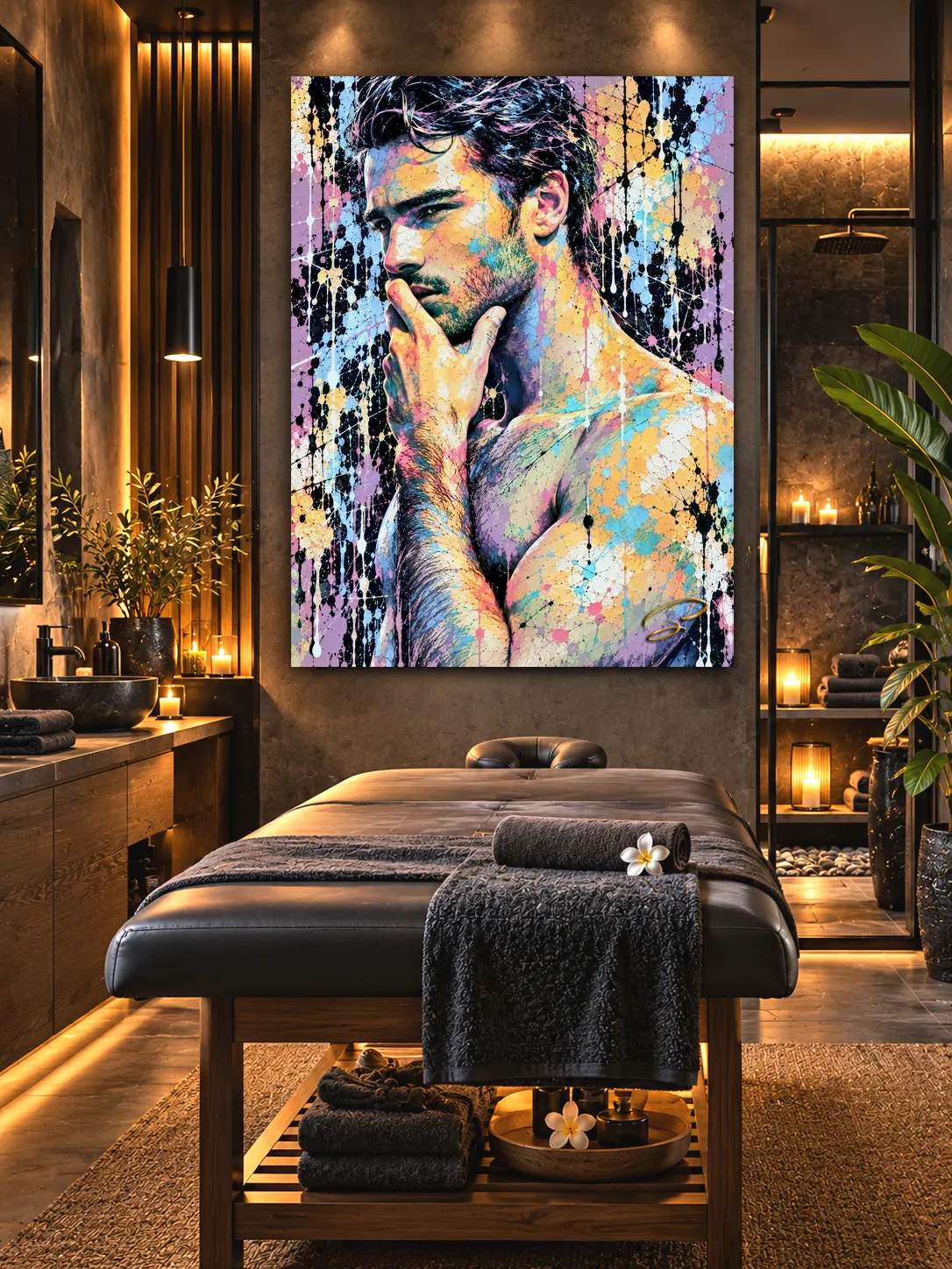 Tableau homme Inner Chaos dans un salon de massage contemporain