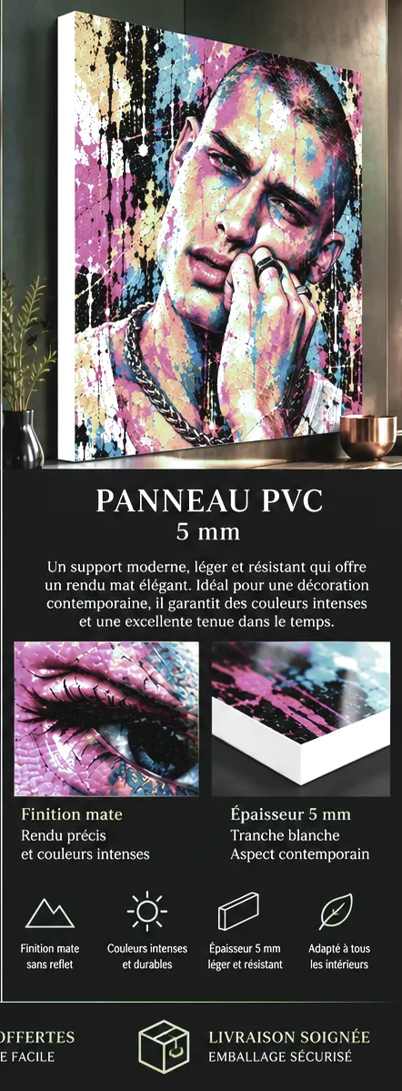 No Limit – tableau homme coloré sur panneau PVC 5 mm finition mate tranche blanche