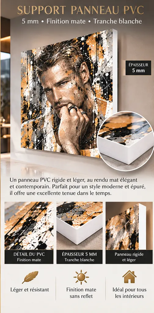 Rebel Mind – portrait homme contemporain sur panneau PVC 5 mm finition mate