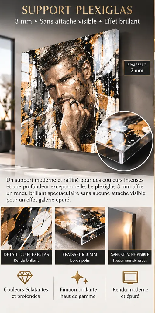 Rebel Mind – tableau homme contemporain sur Plexiglas 3 mm finition brillante