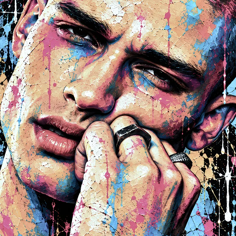 Gros plan No Limit – portrait homme Street Art et détails de matière
