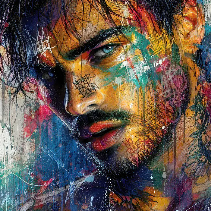 Tableau portrait homme Street Art coloré – Insoumis – LVIP
