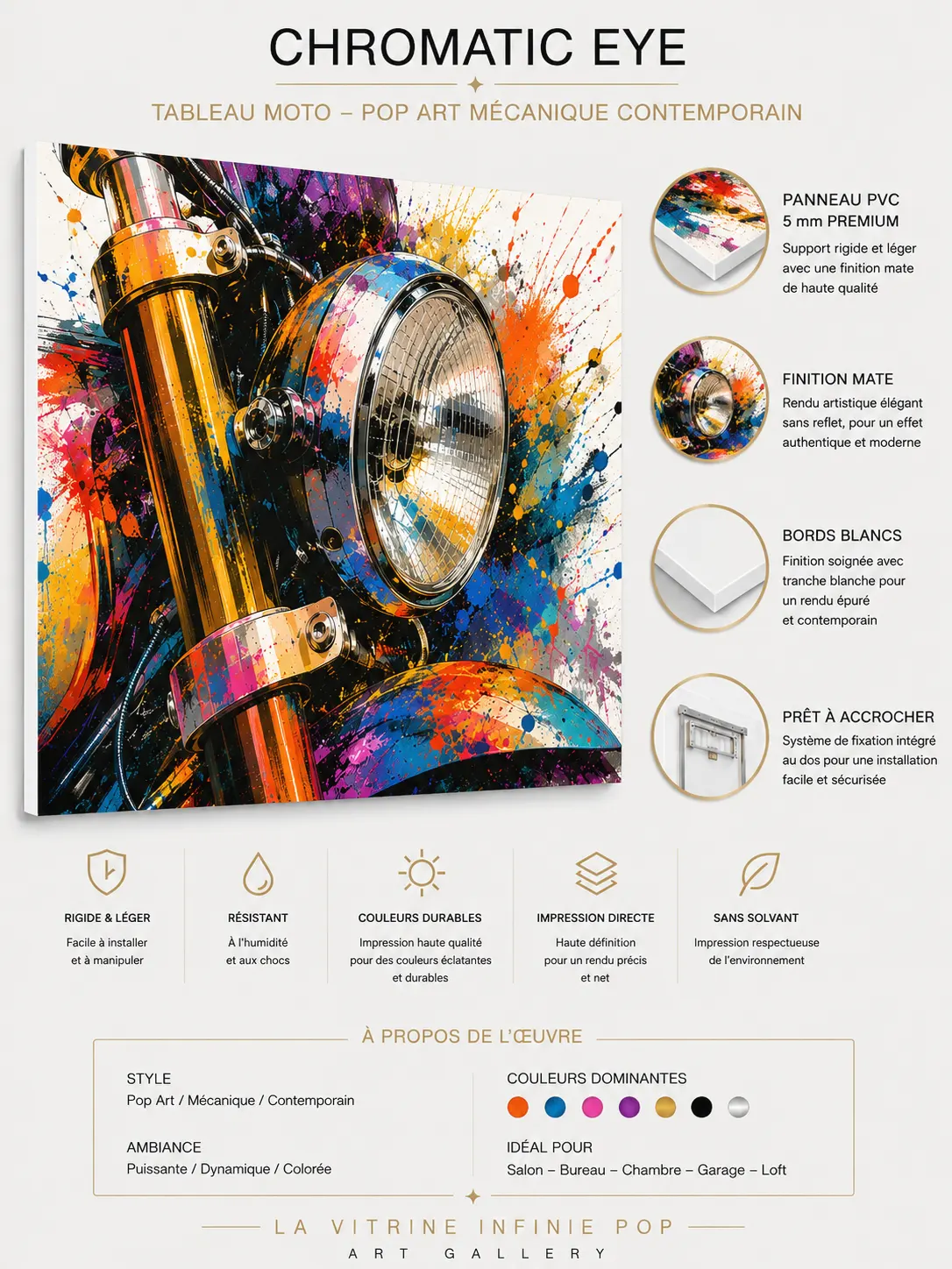 Chromatic Eye tableau moto sur panneau PVC 5 mm premium – finition mate LVIP