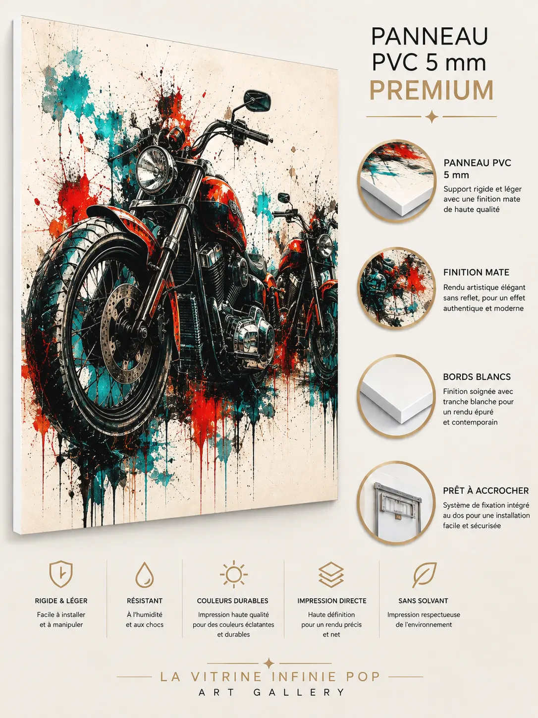 Tableau moto Steel Rebels sur panneau PVC 5 mm finition mate – LVIP