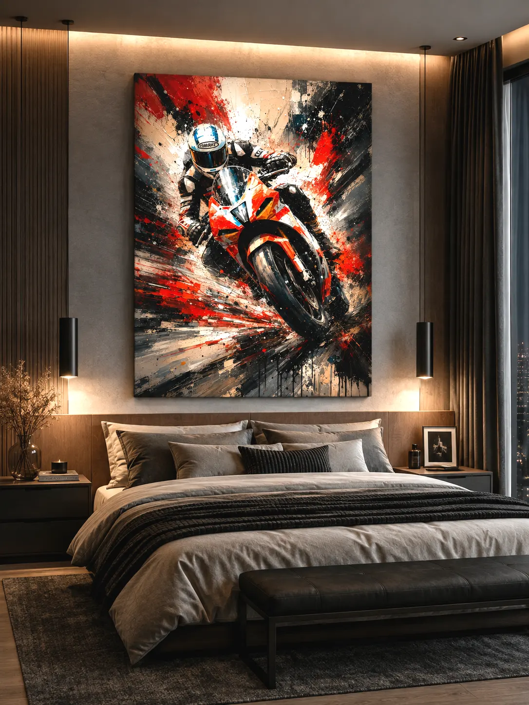 Tableau Racing Pulse moto sportive dans une chambre moderne