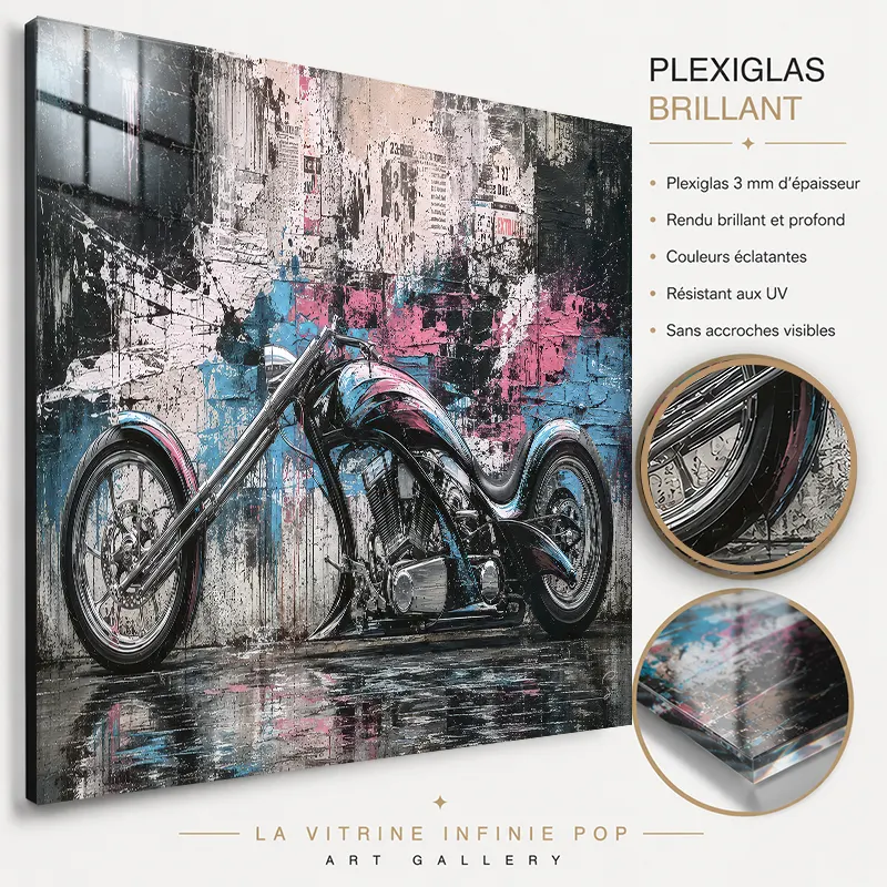 Tableau moto Urban Chrome sur Plexiglas premium 3 mm brillant