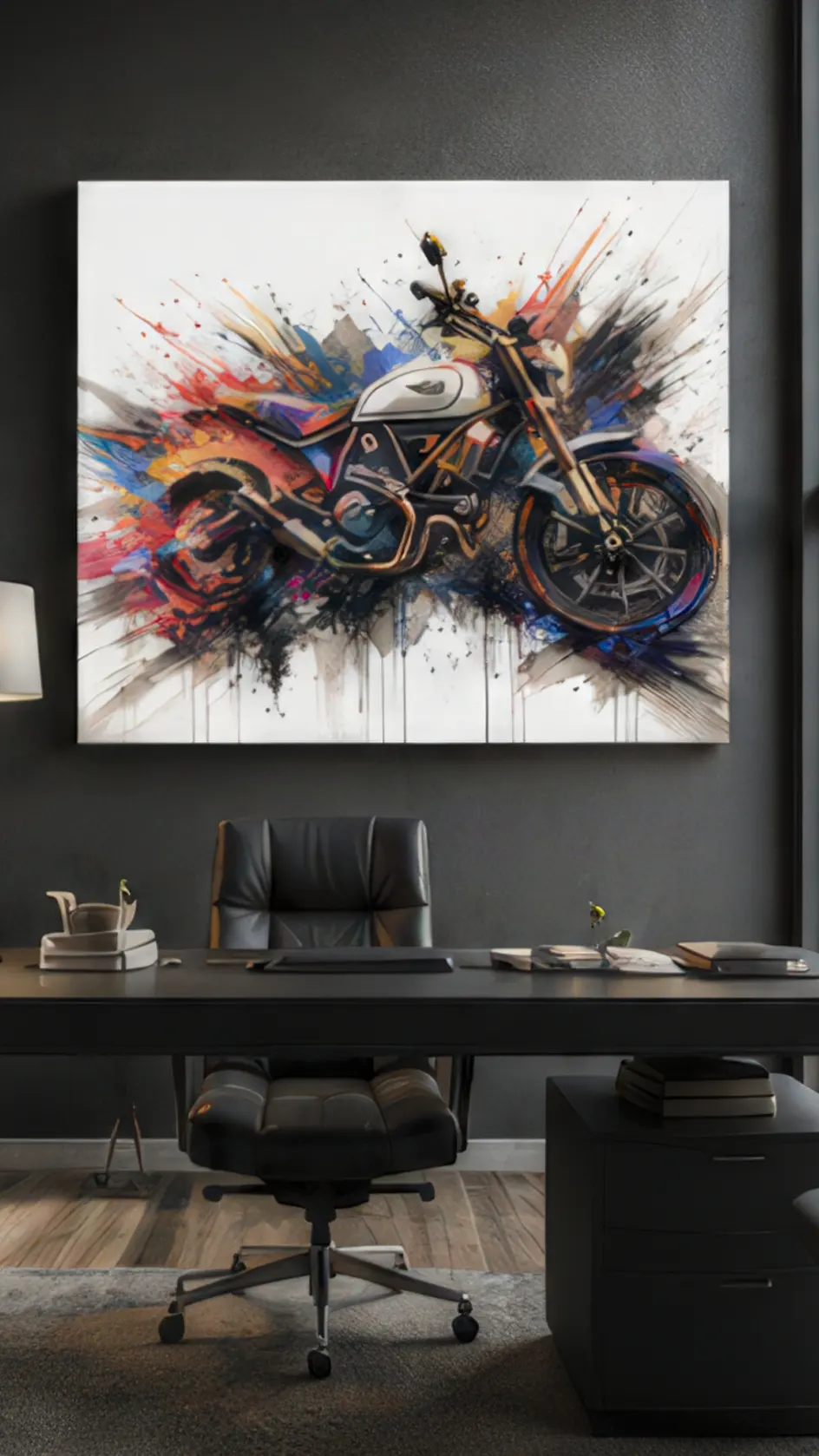 Tableau moto Urban Torque Pop Art dans un bureau d’architecte