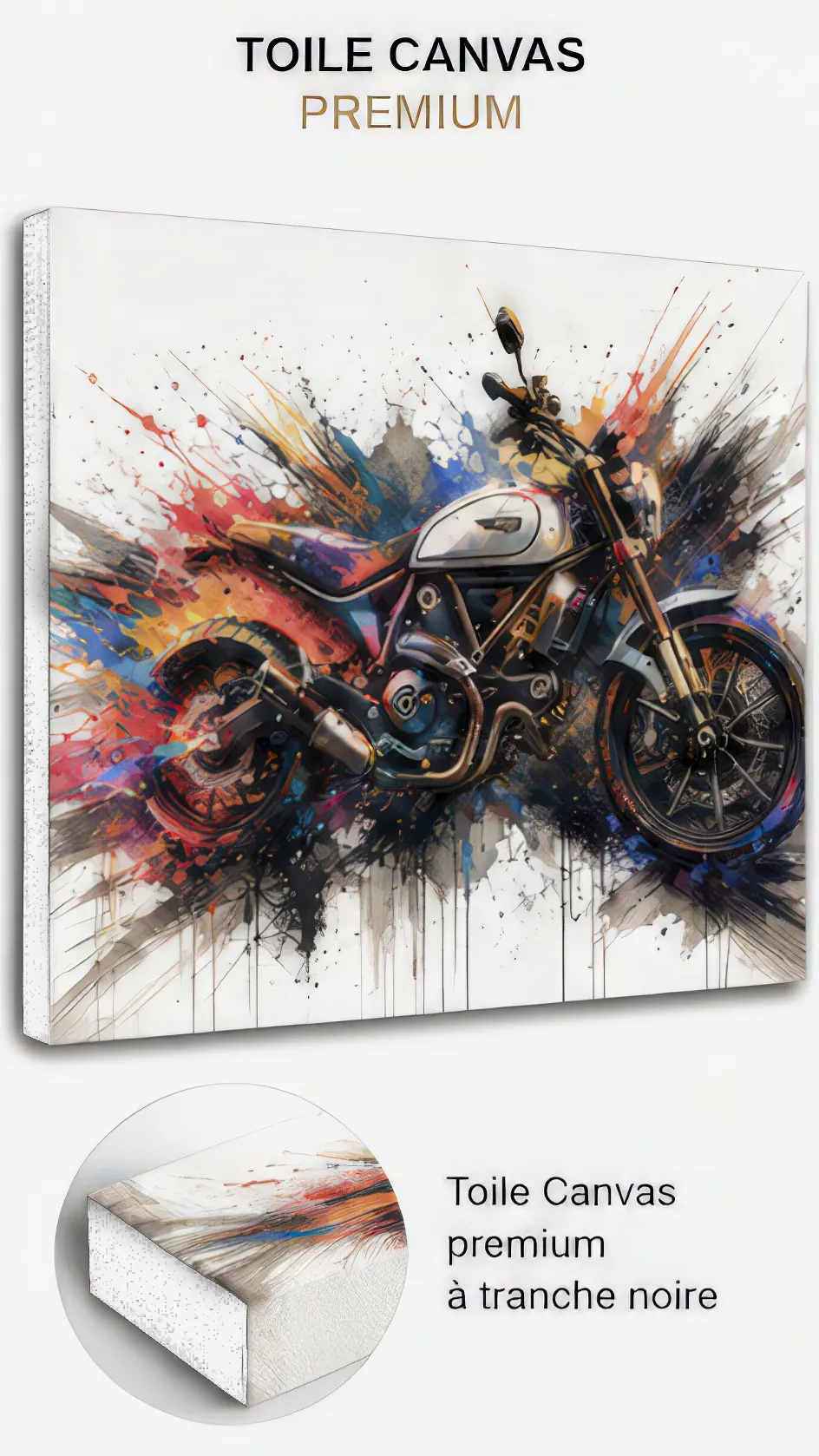 Tableau moto Urban Torque sur Toile Canvas premium à tranche noire