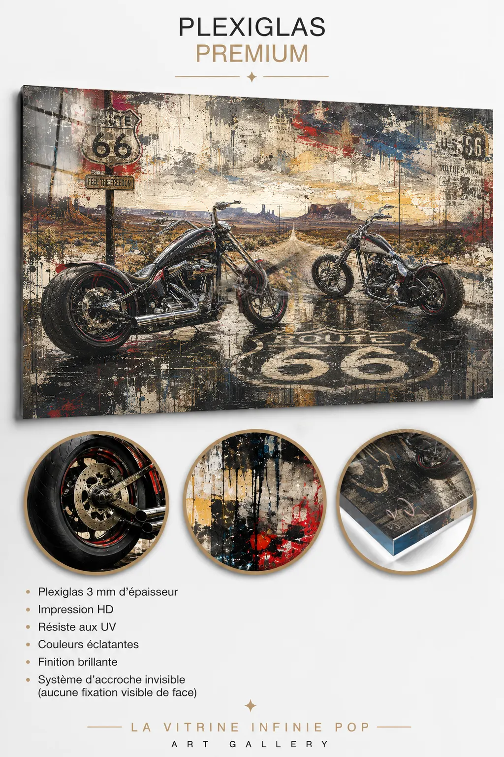 Twin Roads 66 sur plexiglas premium brillant 3 mm