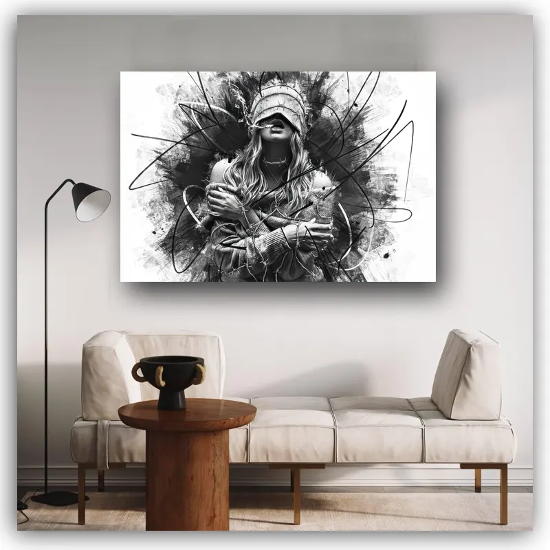 Tableaux minimaliste ink pour décoration noir et blanc