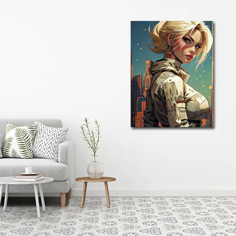 Tableau femme cyberg punk pour salon