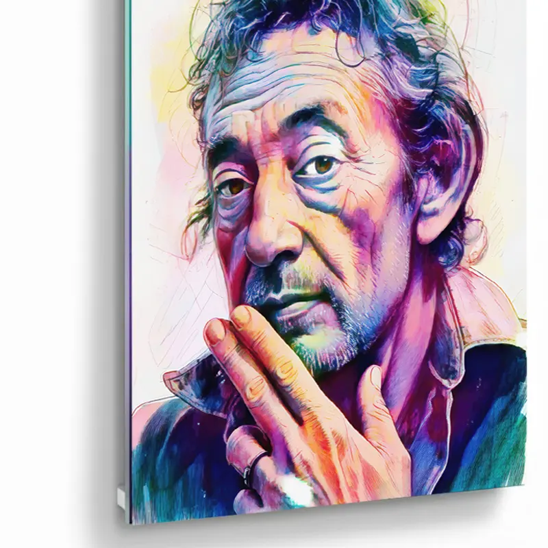 portrait serge gainsbourg pop art sur plexiglas