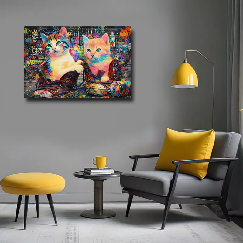 tableau street art chattons mignons