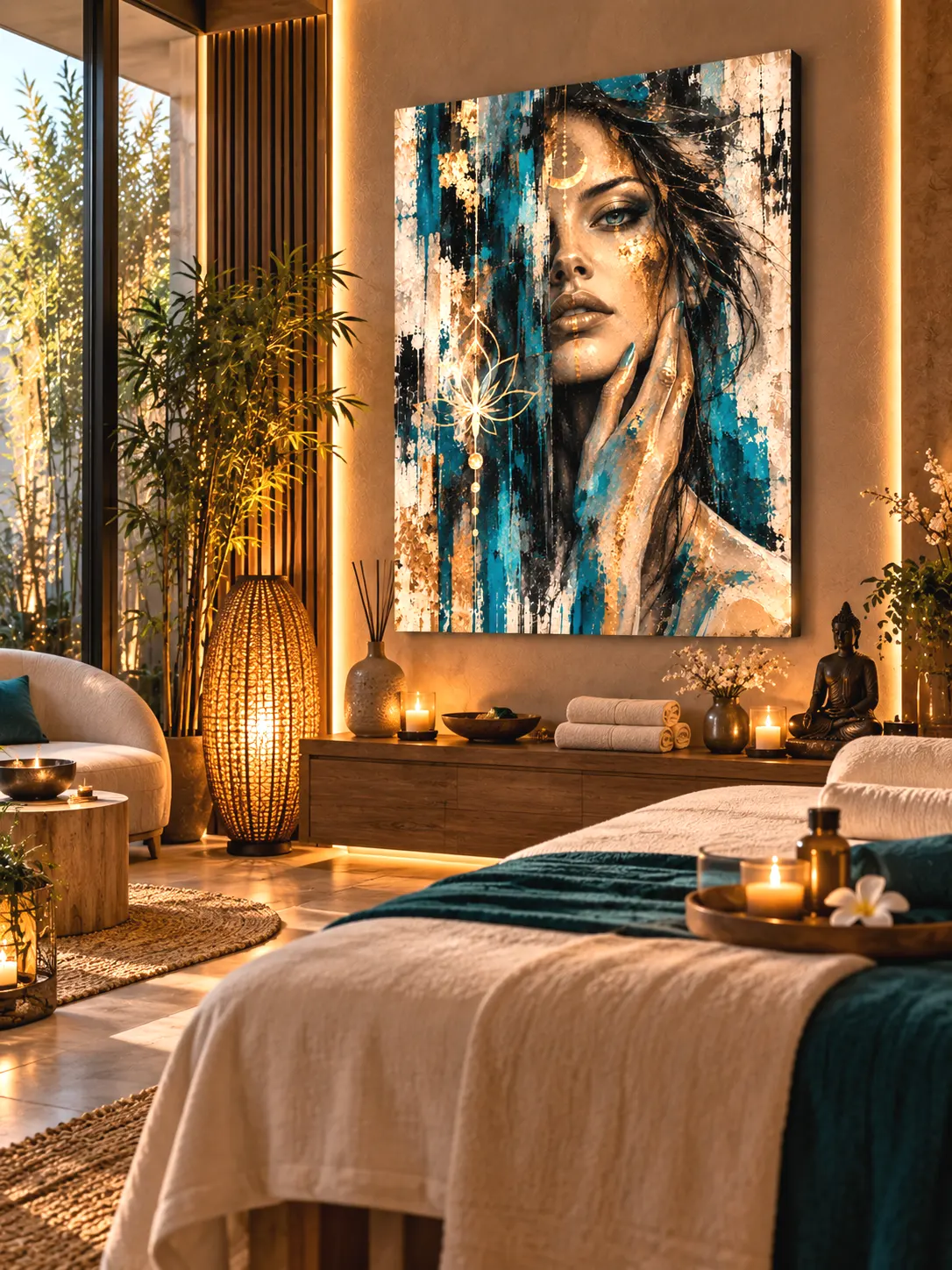 Tableau femme Lunaria dans un salon de massage et espace bien-être