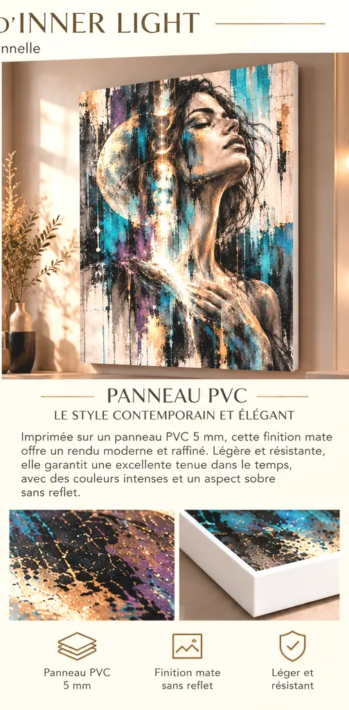 Inner Light sur panneau PVC 5 mm mat avec tranche blanche