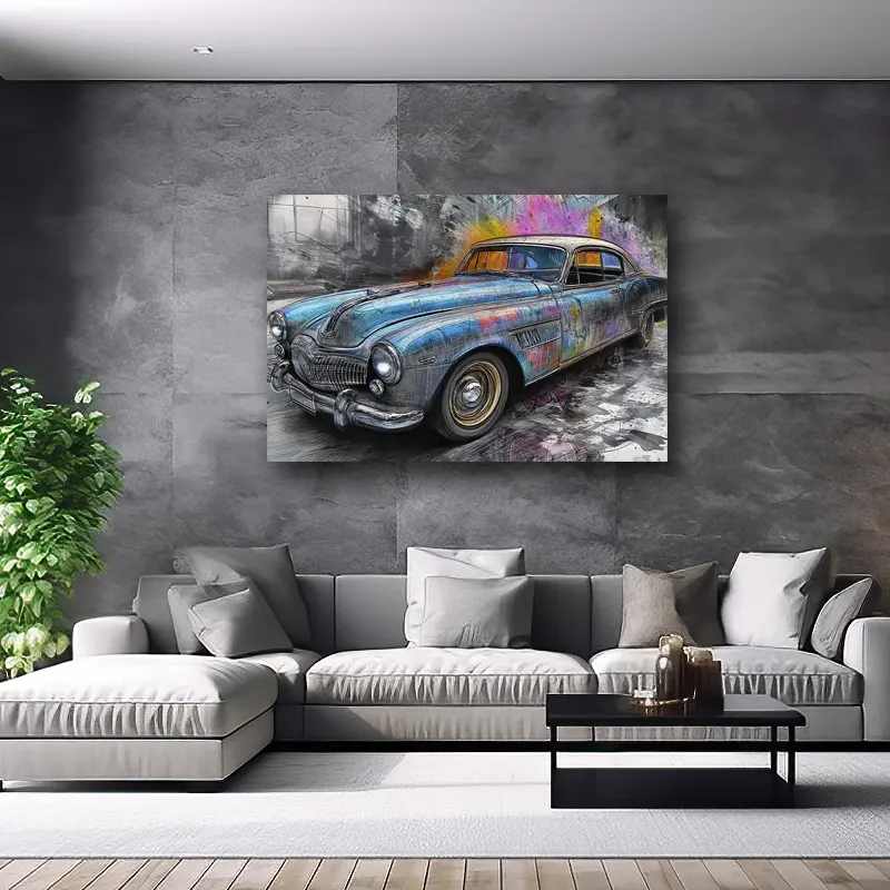 tableau pontiac vintage design intérieur salon gris foncé