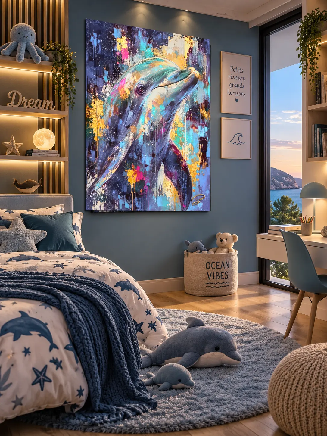 Abyssal Pulse tableau mammifère marin dans intérieur design chambre d'enfant