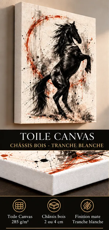 Black Storm – art équestre sur Toile Canvas 285 g/m² châssis 2 ou 4 cm