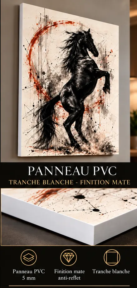 Black Storm – tableau équestre sur panneau PVC 5 mm finition mate