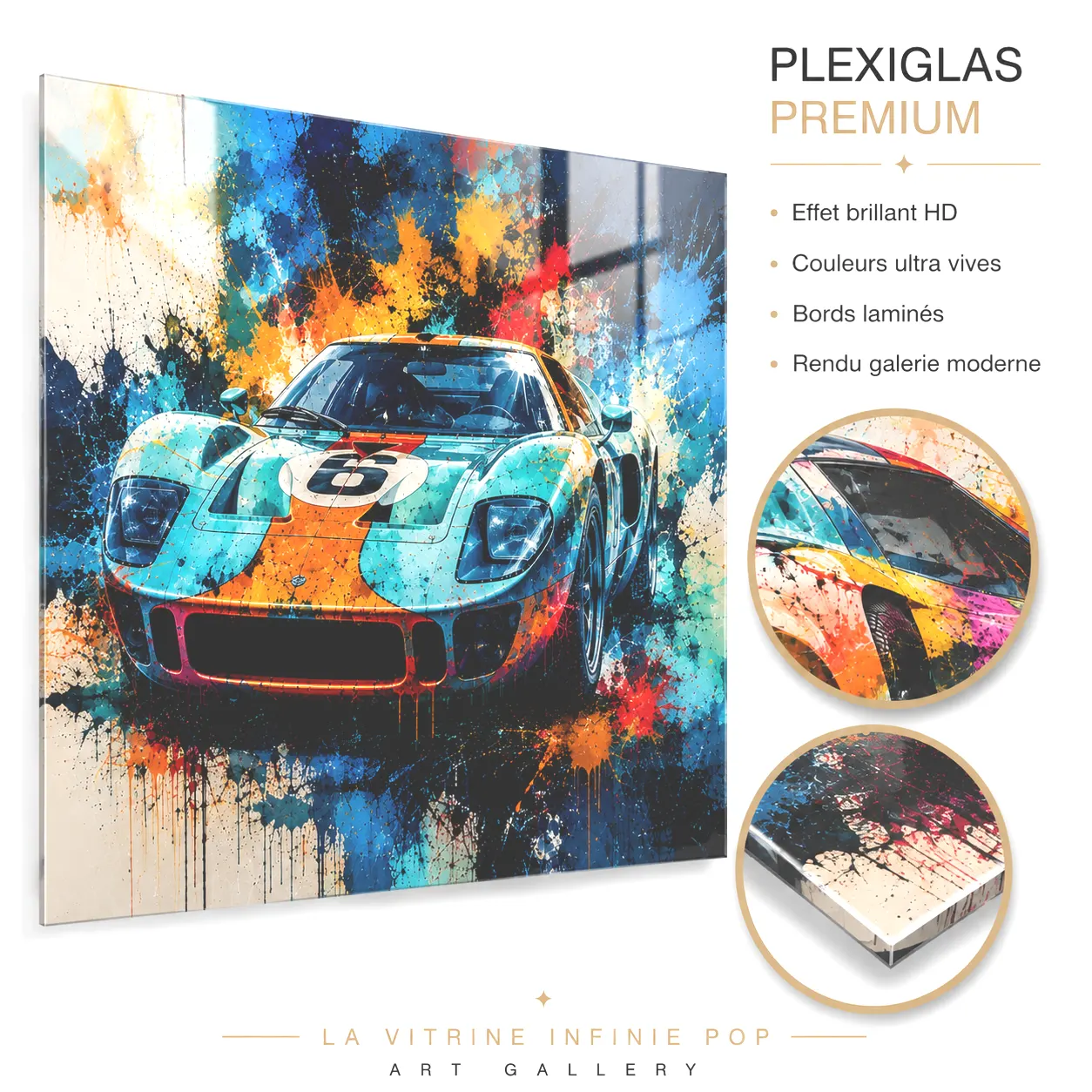 Tableau Lamborghini n°6 sur toile Canvas premium à tranche noire
