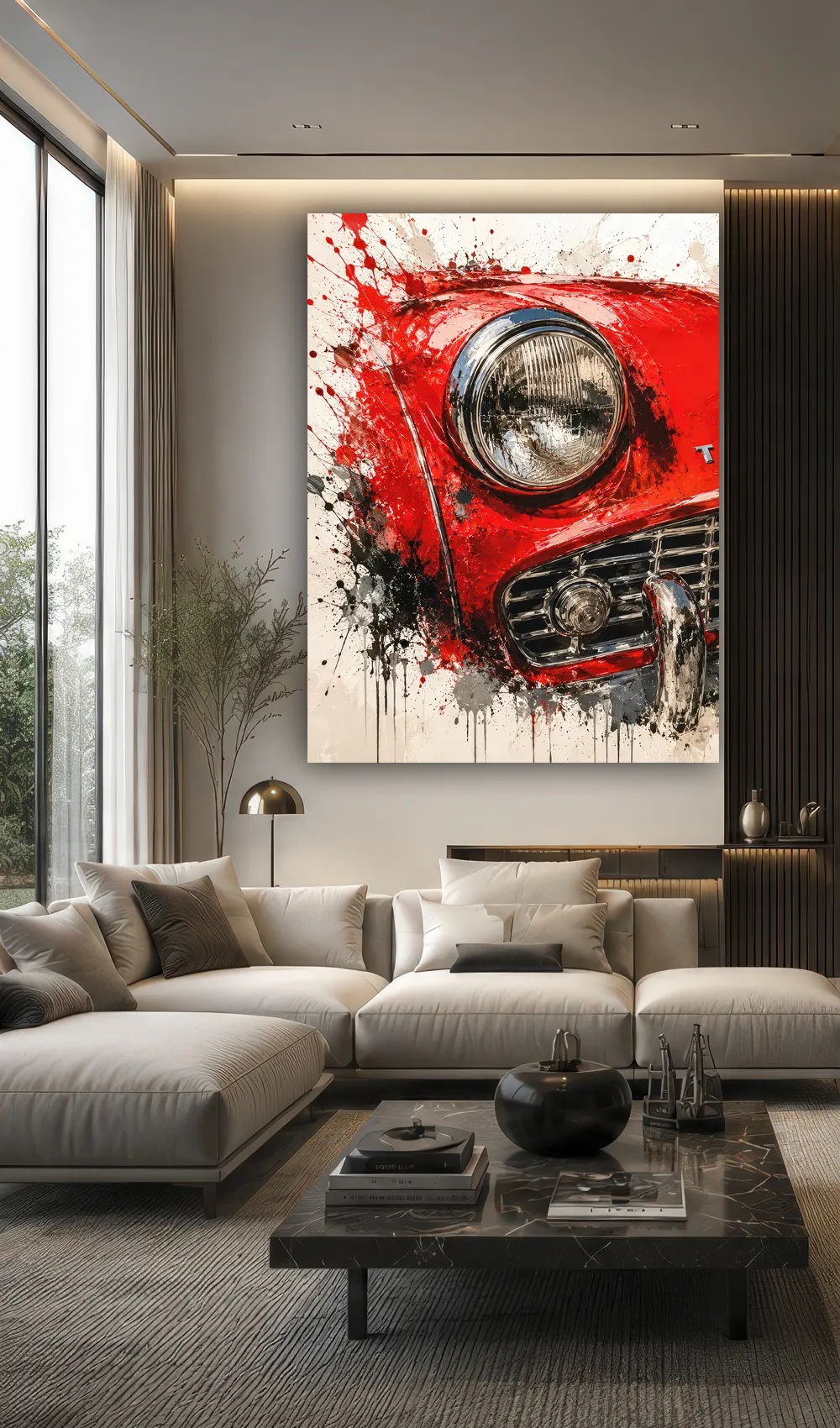 tableau-abstrait-triumph-tr3-red