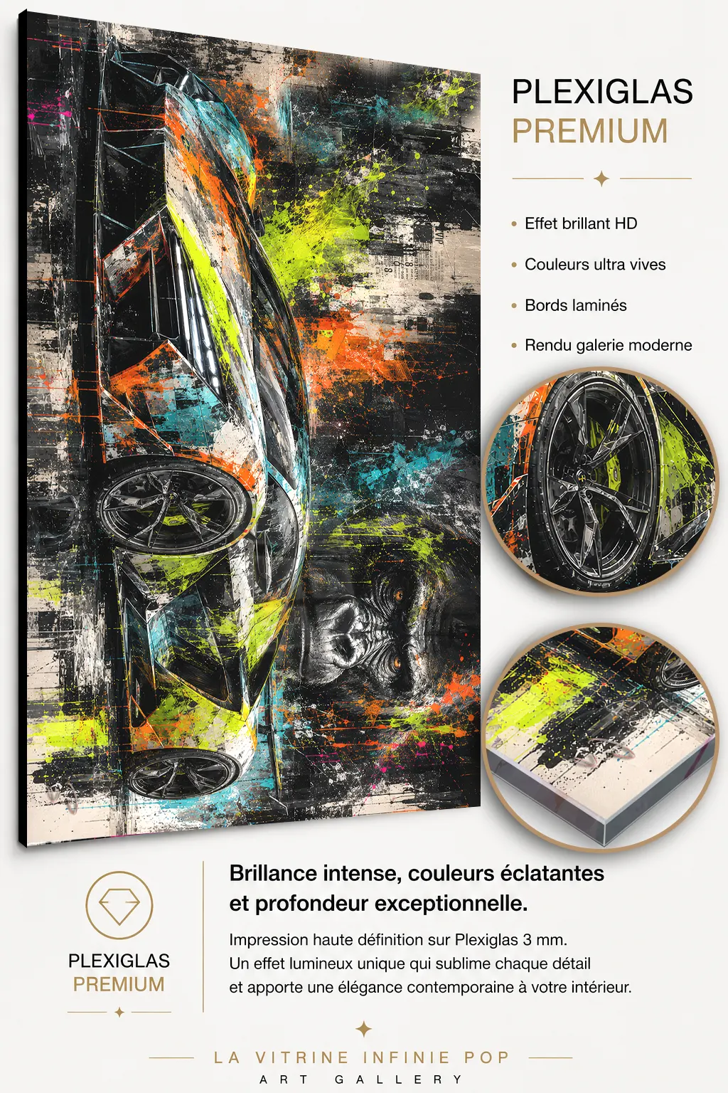 Primal Velocity tableau automobile sur Plexiglas 3 mm brillant
