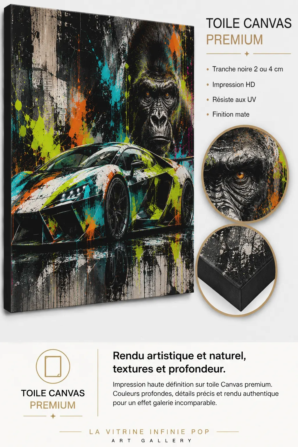 Primal Velocity tableau voiture de sport sur toile Canvas premium