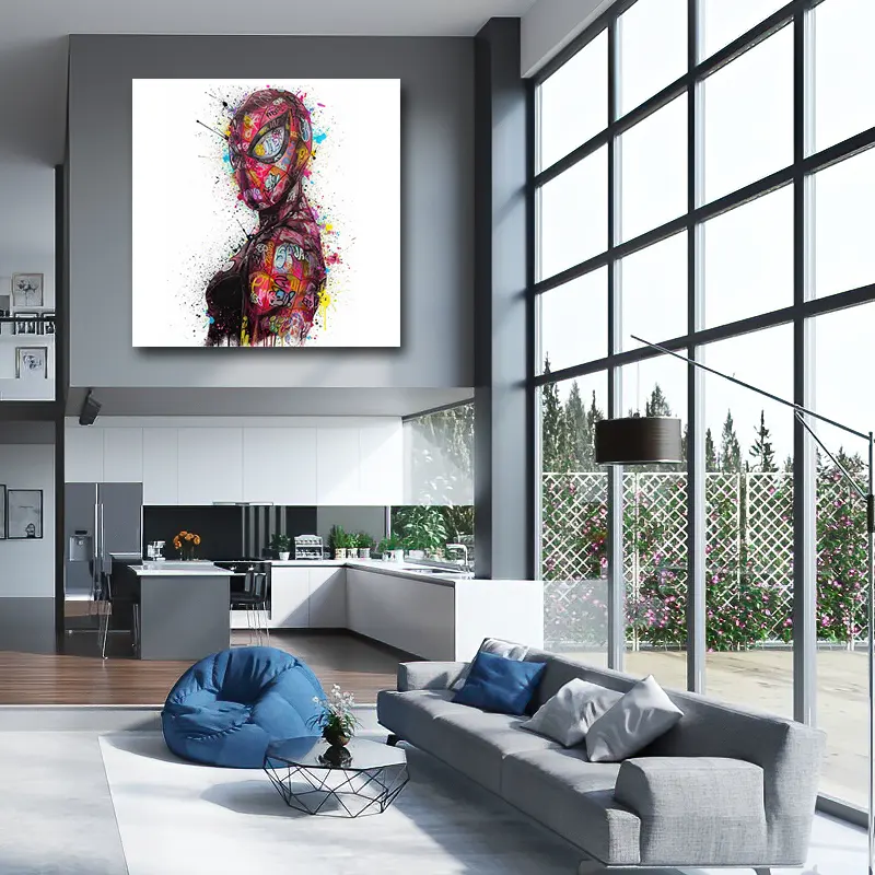 tableau street art spiderman pour salon moderne