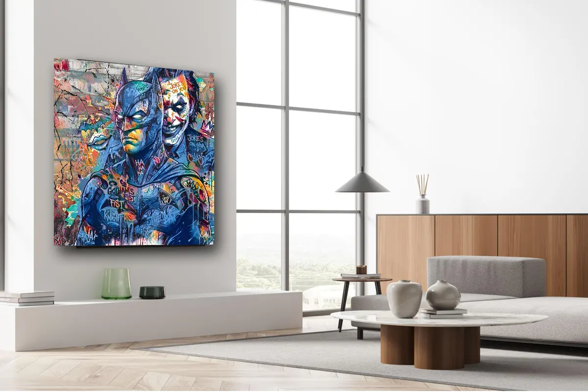 tableaux street art Barman vs Joker sur plexiglas