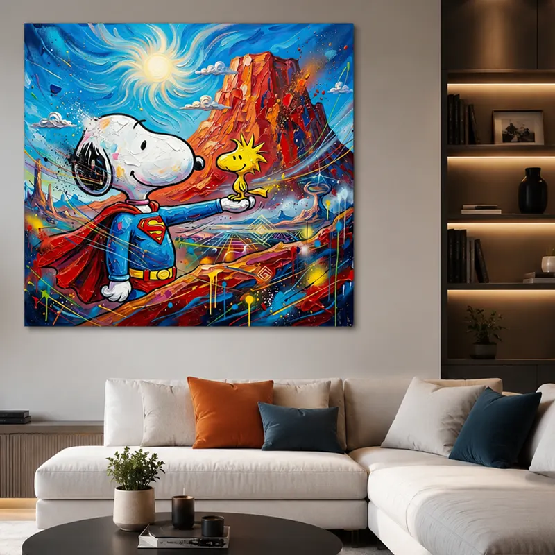 tableau pop art snoopy  ans woodstockcroix