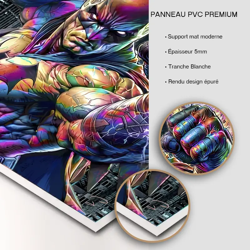 Tableau pop art batman profil sur pvc