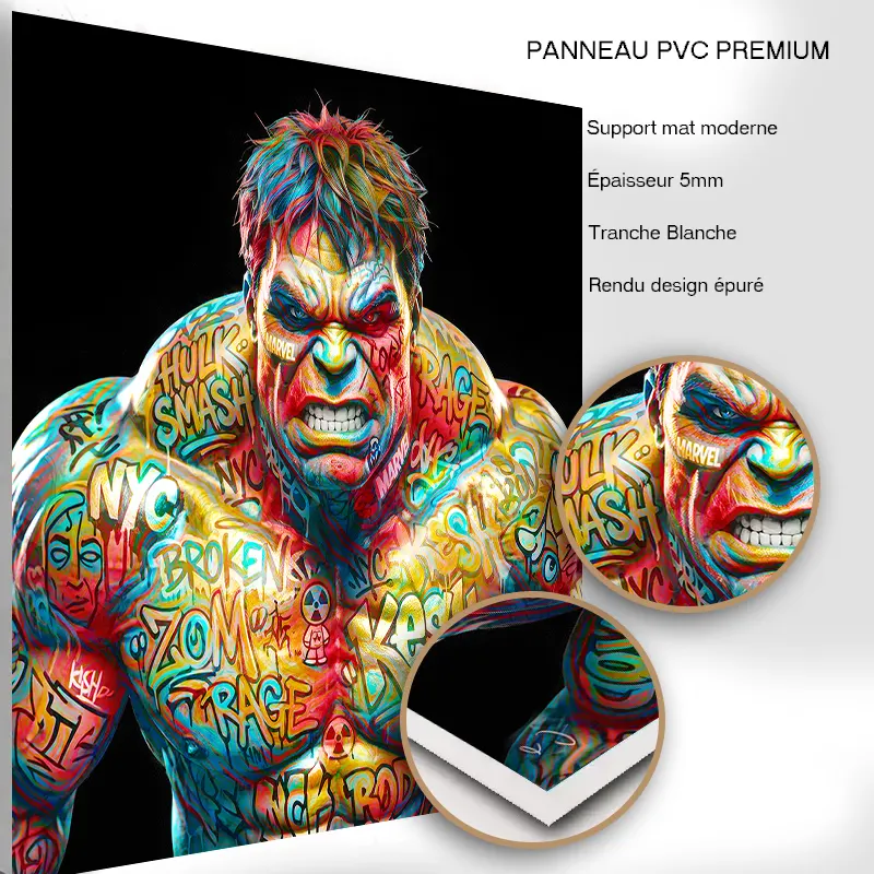 Tableau Hulk sur panneau PVC rigide premium