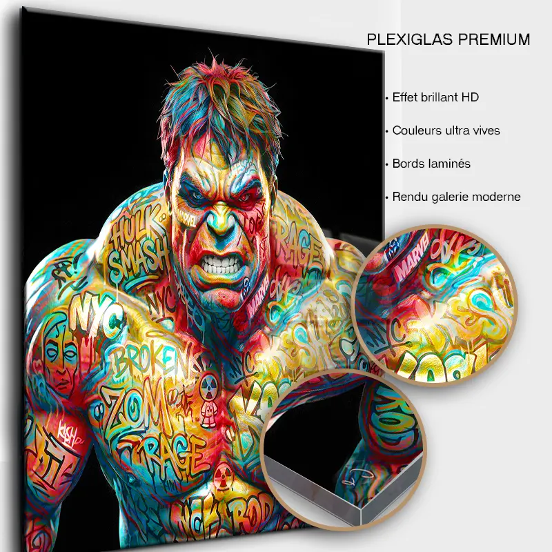 Tableau Hulk sur plexiglas brillant premium