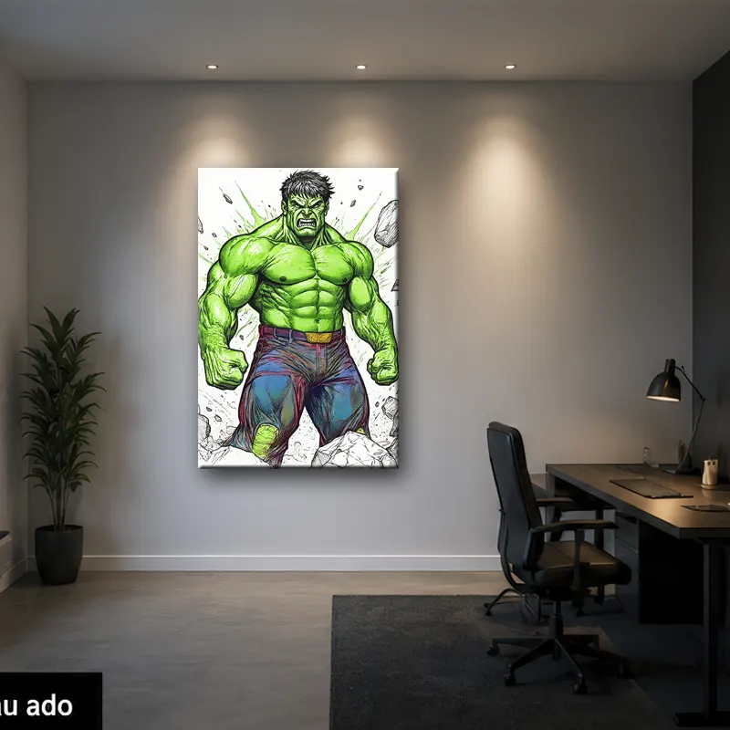 Tableau Hulk Pop Art dans une chambrecontemporain haut de gamme