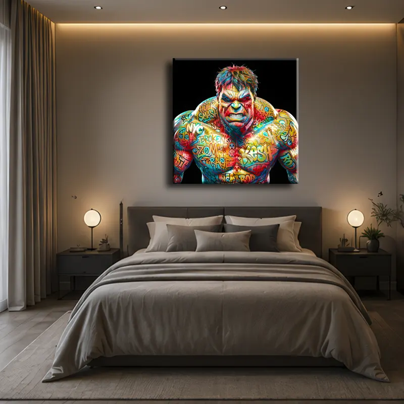 Tableau Hulk Pop Art dans une chambrecontemporain haut de gamme