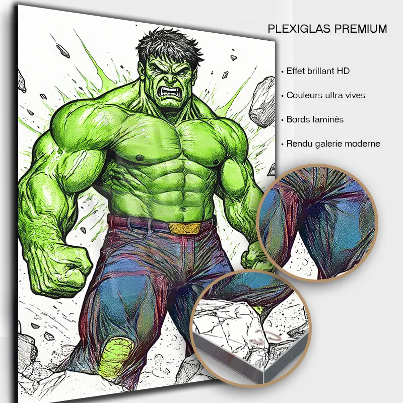 Tableau Hulk sur plexiglas brillant premium