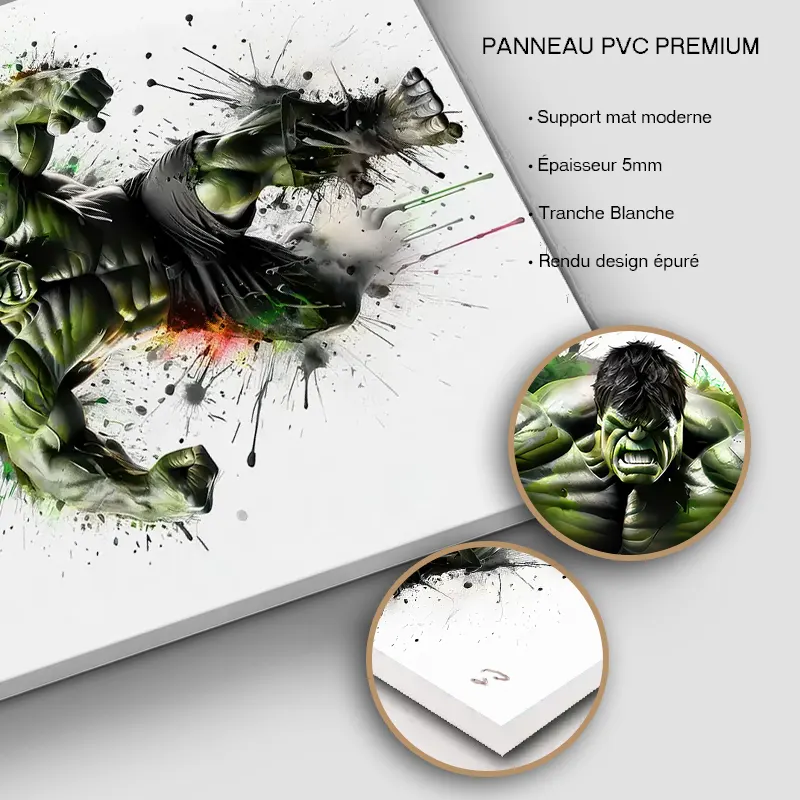 Tableau Hulk sur panneau PVC rigide premium