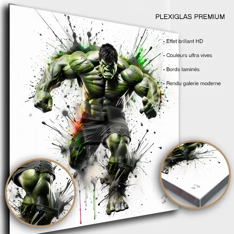 Tableau Hulk sur plexiglas brillant premium
