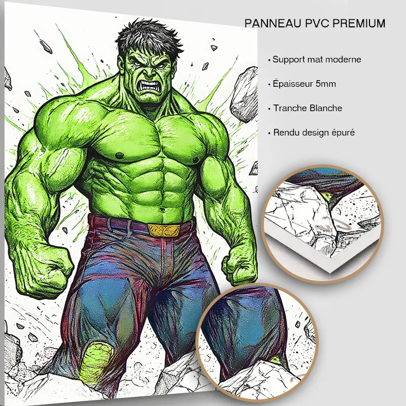 Tableau Hulk sur panneau PVC rigide premium