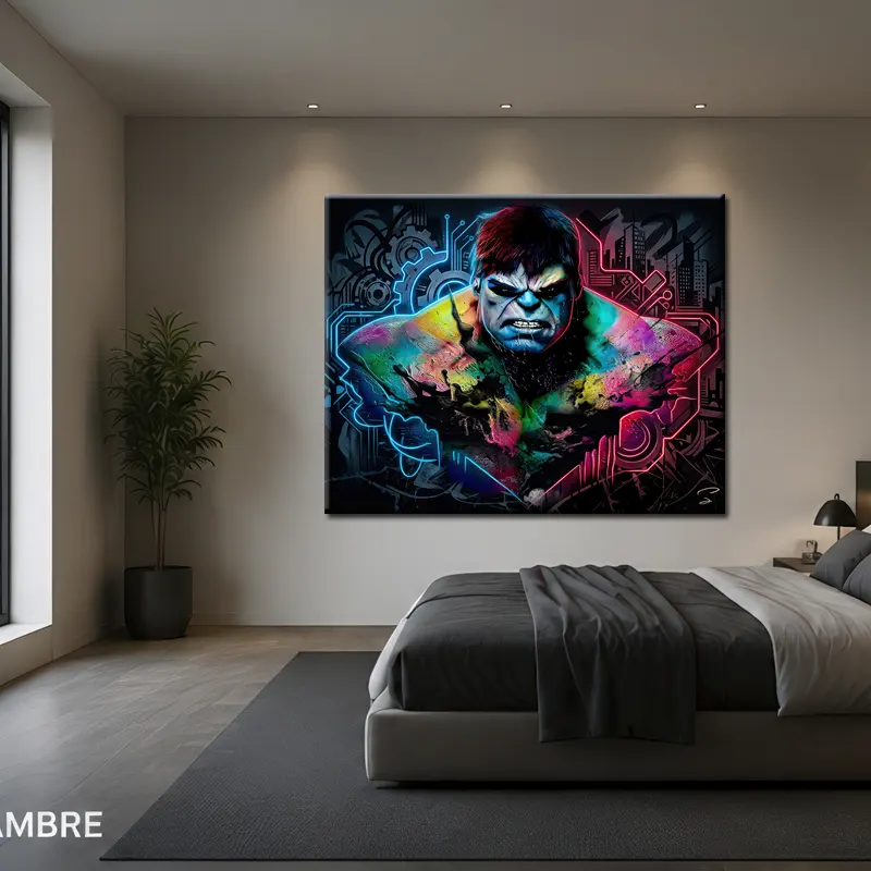 Tableau Hulk Pop Art dans une chambrecontemporain haut de gamme