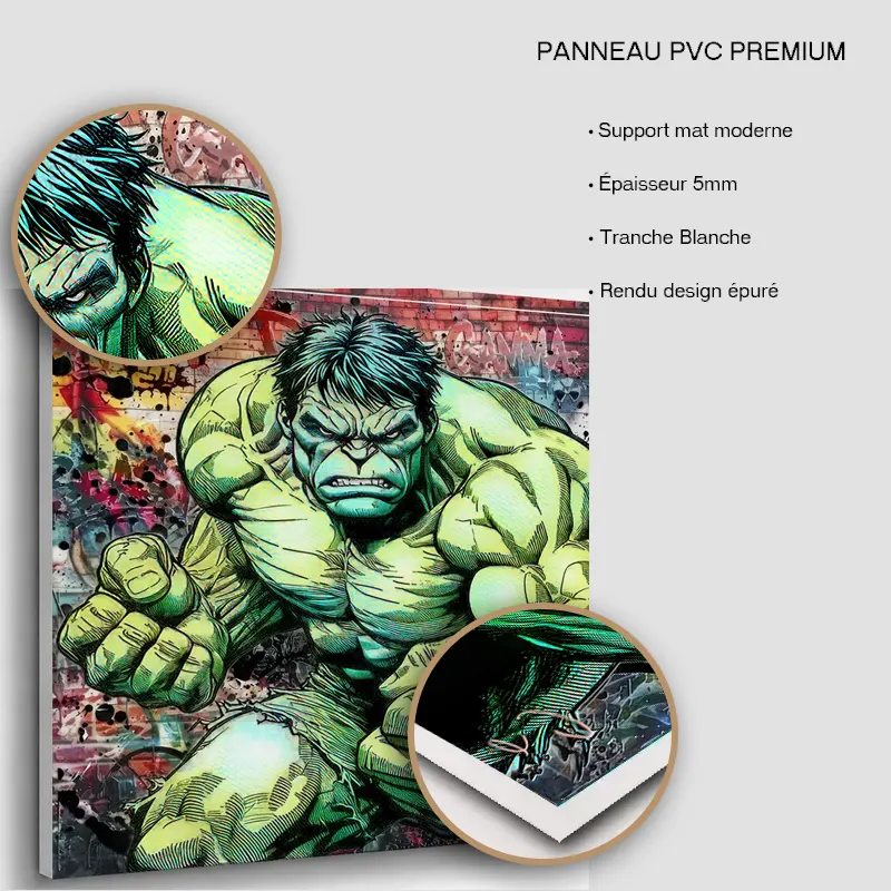 Tableau Hulk sur panneau PVC rigide premium