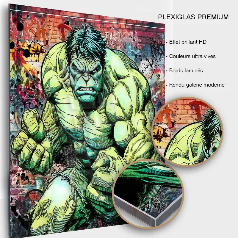 Tableau Hulk sur plexiglas brillant premium