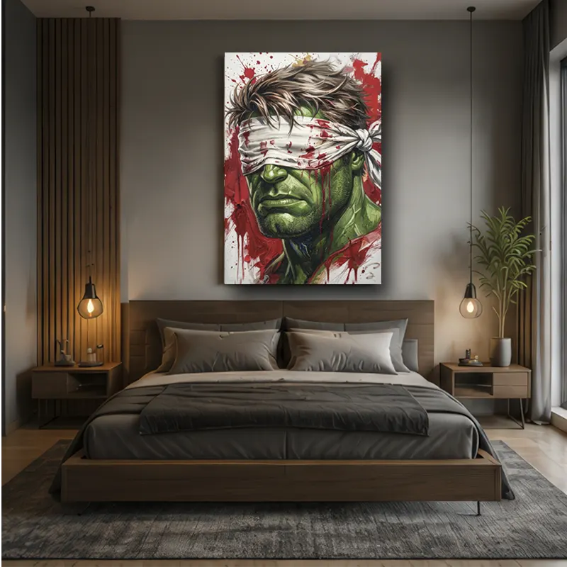 Tableau Hulk Pop Art dans une chambrecontemporain haut de gamme