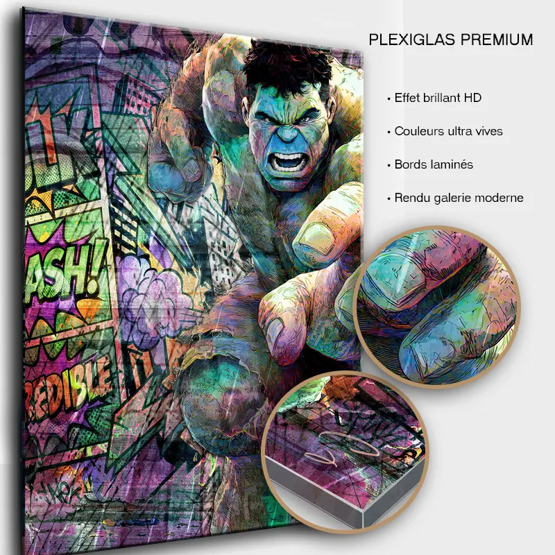 Tableau Hulk sur plexiglas brillant premium