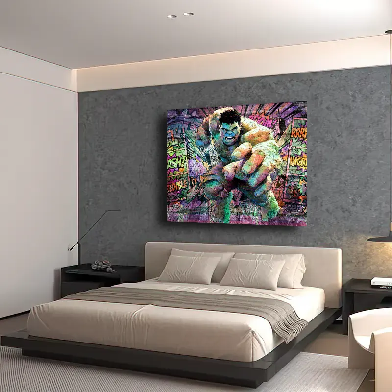 Tableau Hulk Pop Art dans une chambrecontemporain haut de gamme
